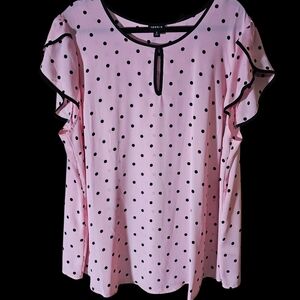 Torrid Pink and Black Polka Dot Blouse